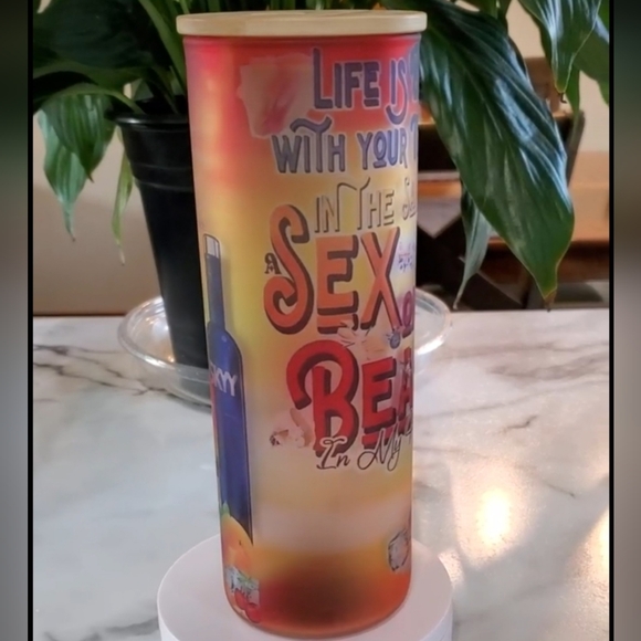 Life is Better With Your Toes In The Sand 20oz Matte Glass Tumbler w/ duo lids - Picture 14 of 14